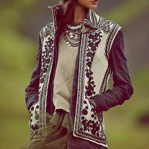 Free People Quills Embroidered Boho Jacket sz SM